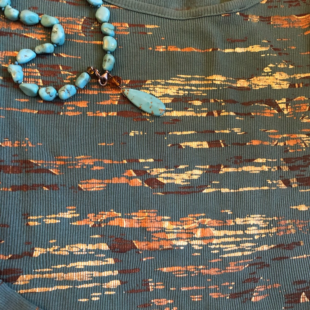 Vintage Daytrip thermal turquoise copper gold tee